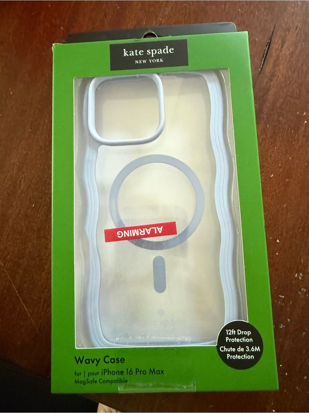 NIB Kate spade Clear Wavy Case with Light Blue Trim for iPhone 16 Pro Max